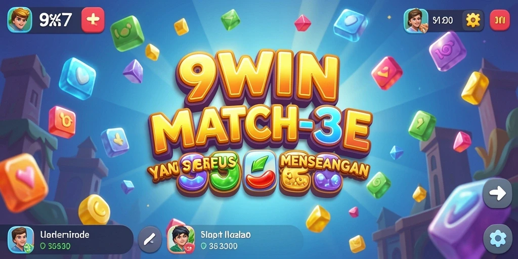 Screenshot 9WIN menampilkan gameplay seru Match-3 yang penuh warna.