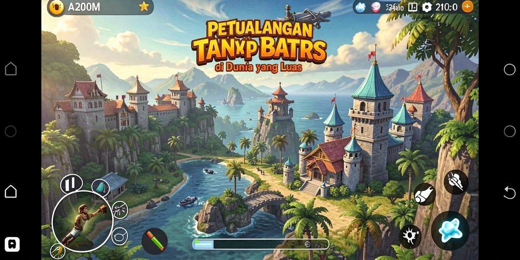 Screenshot menunjukkan petualangan seru di dunia Open World A200M.