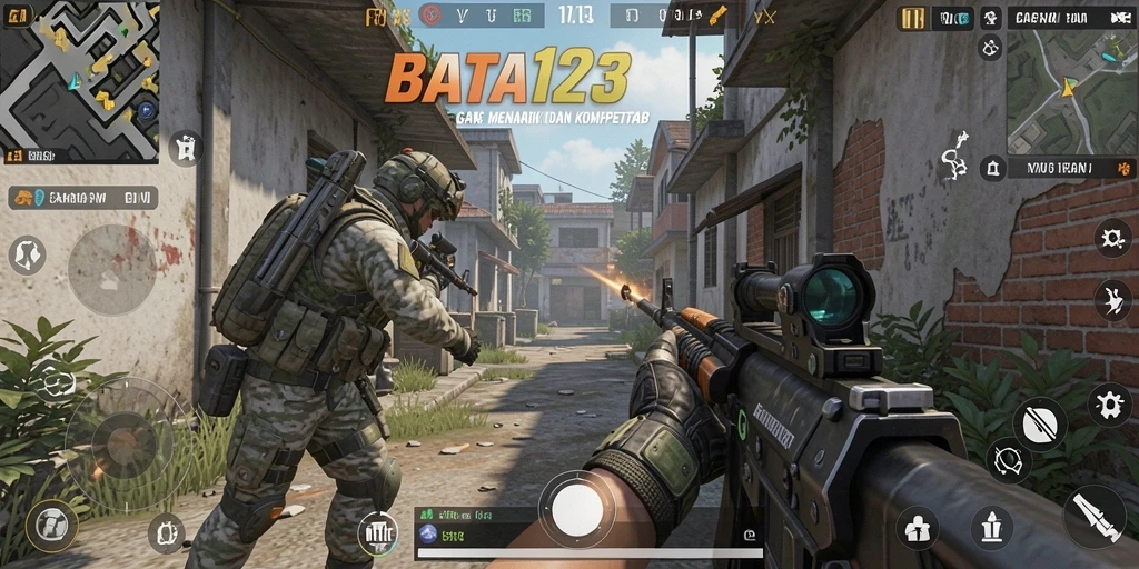 Tangkapan layar gameplay BATA123 menampilkan aksi intens dari pertempuran FPS.