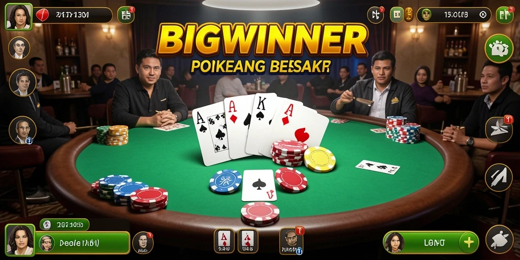Tampilan gameplay BIGWINNER yang mendebarkan dalam permainan poker.