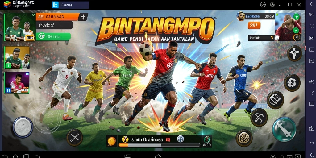 Tangkapan layar gameplay BINTANGMPO yang menampilkan pertarungan olahraga seru.