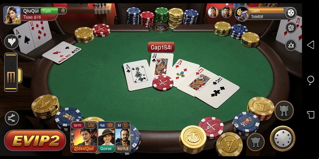 Tampilan gameplay QiuQiu yang seru dan mendebarkan.