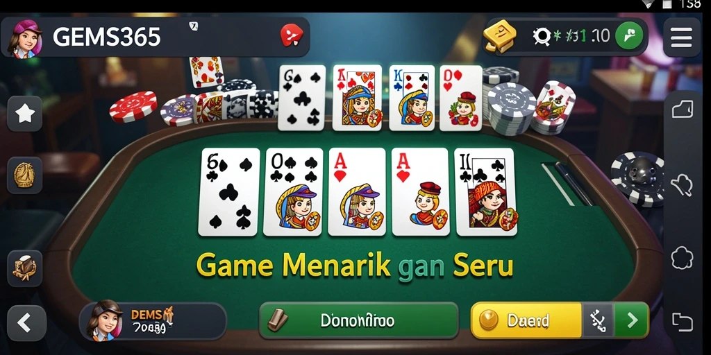 Screenshot gameplay GEMS365 yang menampilkan keseruan bermain domino.