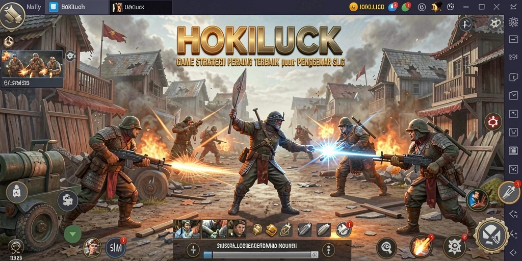 Tangkapan layar HOKILUCK yang menunjukkan aksi pertempuran strategis.