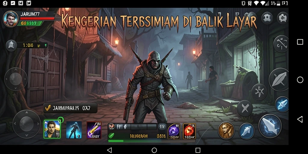Tampilan gameplay <strong>JARUM77</strong> yang penuh ketegangan dan misteri.