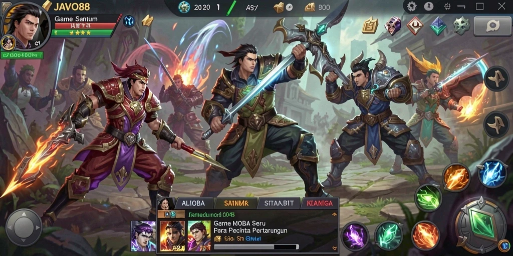 Tampilan gameplay epik dari JAVO88 dengan pertarungan tim yang mendebarkan.