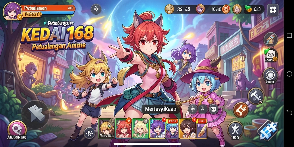 Tangkapan layar utama KEDAI168 menampilkan aksi seru dari gameplay anime.