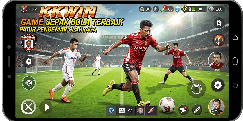 Tampilan gameplay nyata sepak bola di KKWIN yang menegangkan.