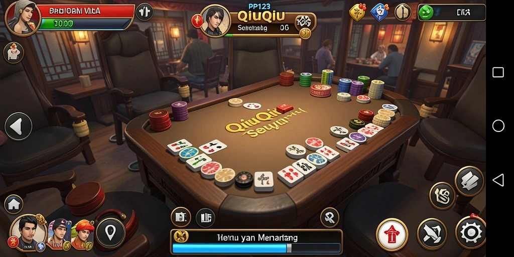 Screenshot gameplay PP123 yang menampilkan suasana seru QiuQiu.