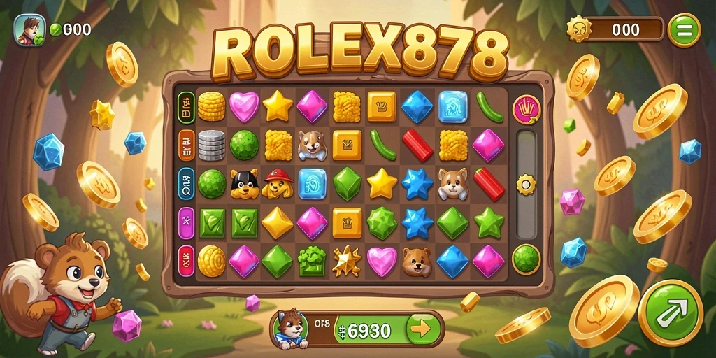 Screenshot gameplay ROLEX878 menampilkan keseruan permainan Match-3.