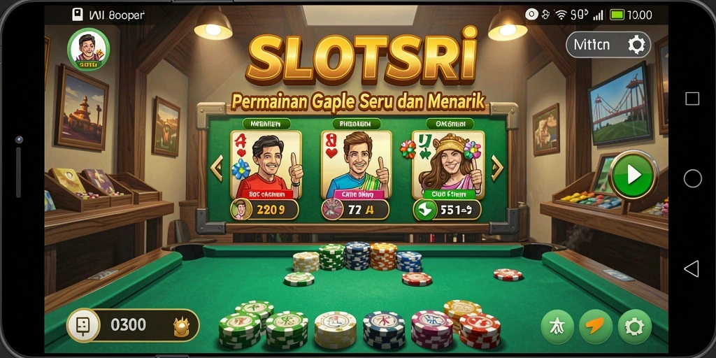 Tampilan gameplay SLOTSRI dengan suasana bermain Gaple yang seru.