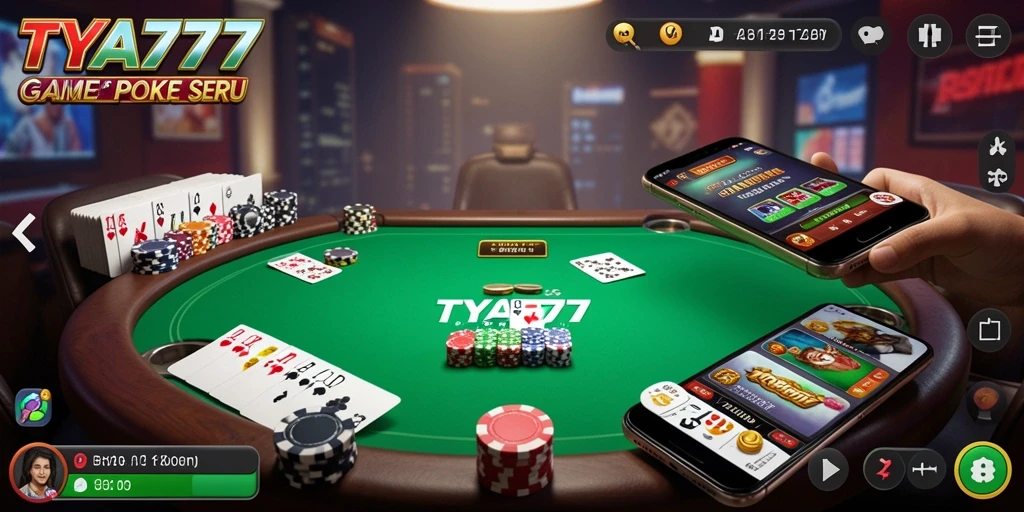 Tampilan gameplay seru di TYA777 dengan suasana Poker yang menegangkan.