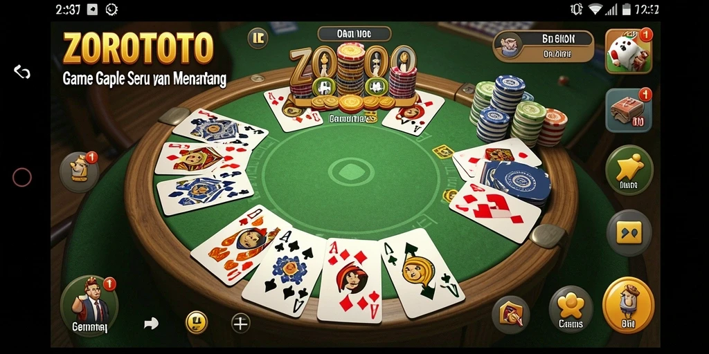 Tampilan gameplay seru ZOROTOTO saat bermain Gaple melawan pemain lain.